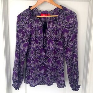 Oscar de la Renta 100% Silk Blouse Shirt Top Size 8